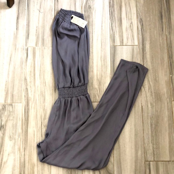BB Dakota | grey satin jumpsuit - Picture 3 of 5
